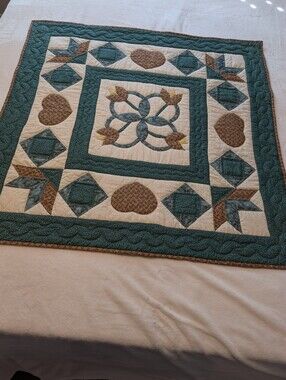 homemade patchwork hand stitched quilted wall hanging decoration 42x42 Inches.